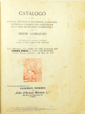 Capa do Catálogo do leilão da biblioteca de Delfim Guimarães